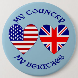 UK USA My Country My Heritage 6 Cm Round Badge