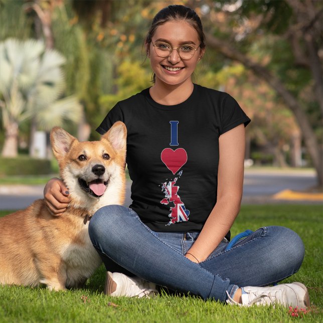 UK Vertical I Love United Kingdom Flag Map Womens T-Shirt (Creator Uploaded)