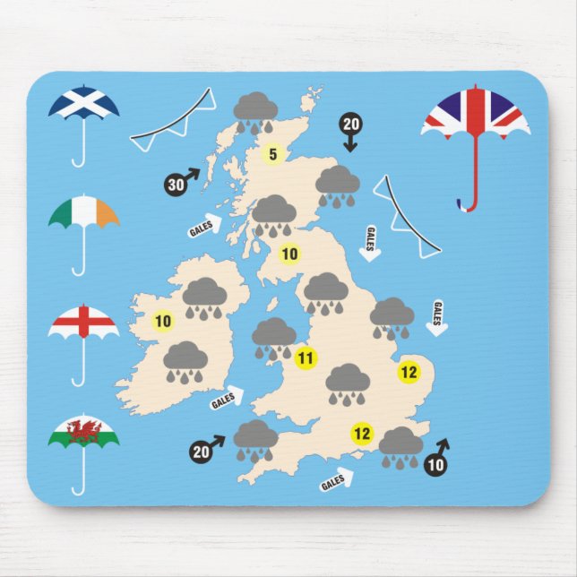 UK Weather Forecast Map Mouse Pad (Front)