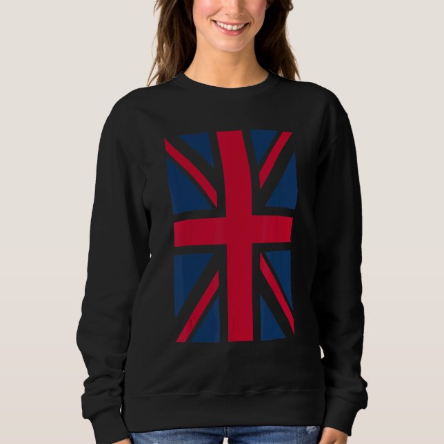 Uk  Women Men Cool Vertical British Union Jack Fla Sweatshirt (Front)