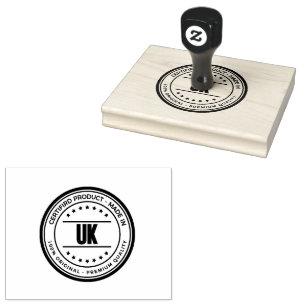 UK Word Printed Horizontal Handle Jet Black Colour Rubber Stamp