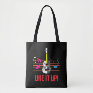 Uke It UP with musical notes! Ukulele Musician Tote Bag