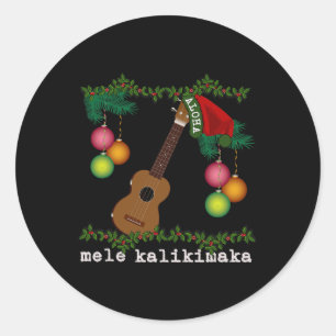 Uke Mele Kalikimaka Ukulele Christmas Songs Aloha  Classic Round Sticker