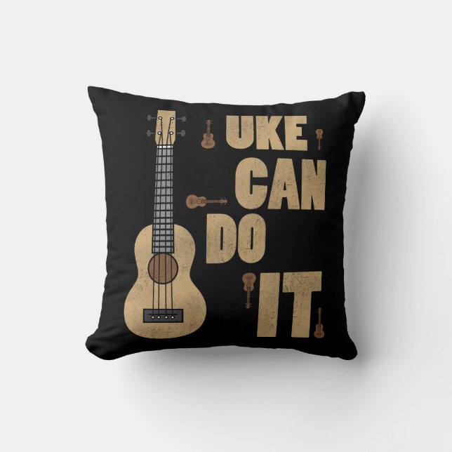 Ukelele Pun Uke Can Do It Funny Player Hawaiian Cushion (Front)
