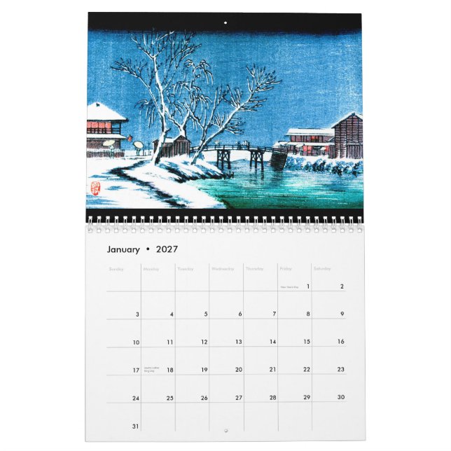 Ukiyo-e 2015 Custom Printed Calendar (Jan 2027)