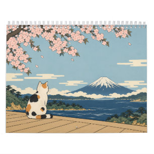 Ukiyo-e Calico Cat Japanese Seasons Art Calendar