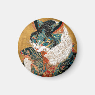 Ukiyo-e Cat Japanese Art Magnet