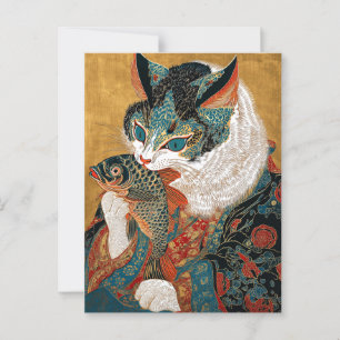 Ukiyo-e Cat   Japanese Art Postcard
