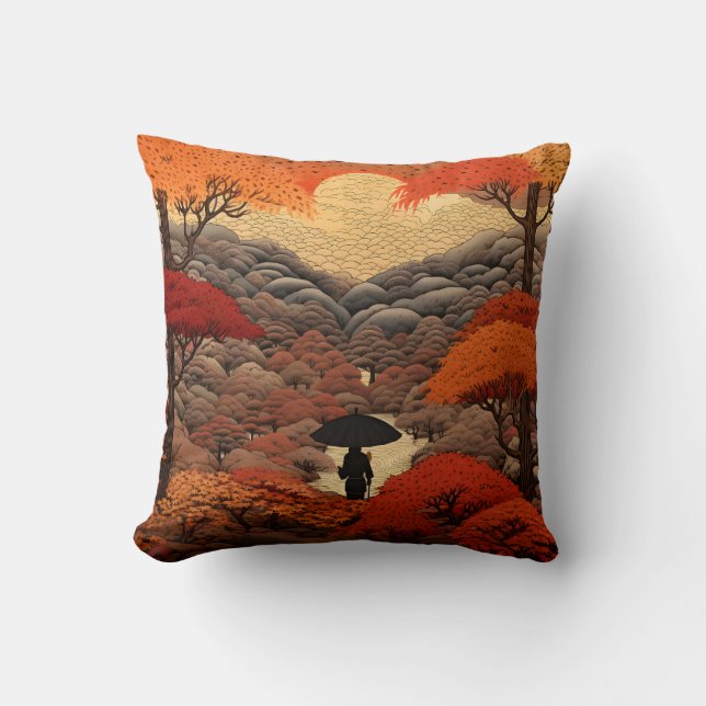 Ukiyo-e Japan autumn Cushion (Front)