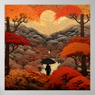 Ukiyo-e Japan autumn Poster