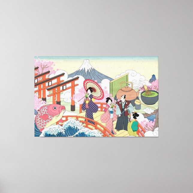 Ukiyo-e Japanese Style Art Canvas Print (Front)