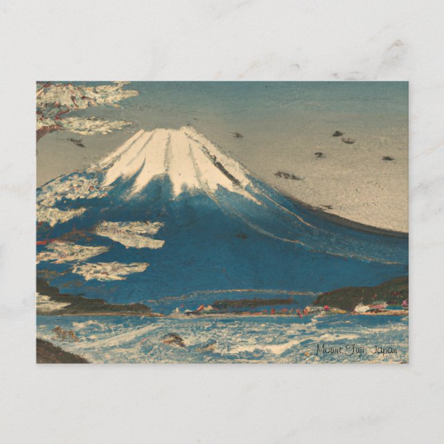 Ukiyo-e Mount Fuji Japan Postcard (Front)