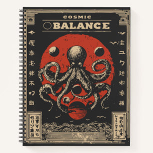 Ukiyo-e Octopus Balance Cosmic Harmony Art Notebook