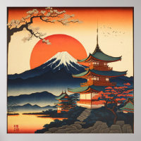 Ukiyo-e painting of a japan castle 