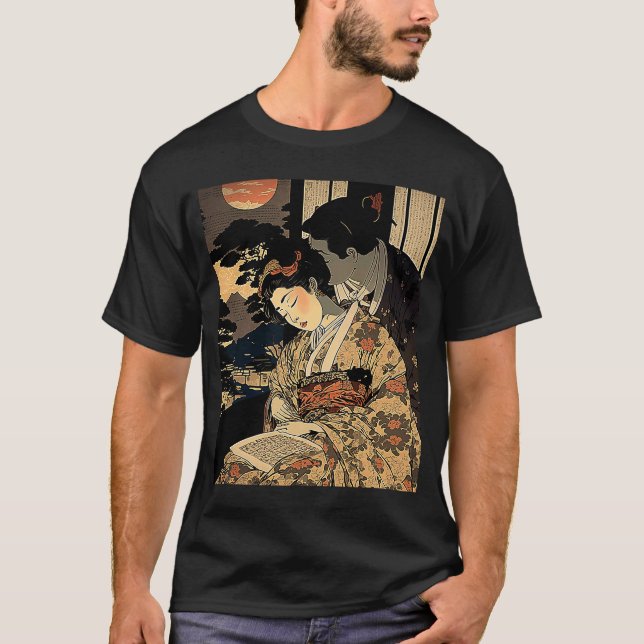 Ukiyo E Retro Japanese  Love During Wartime Dark R T-Shirt (Front)
