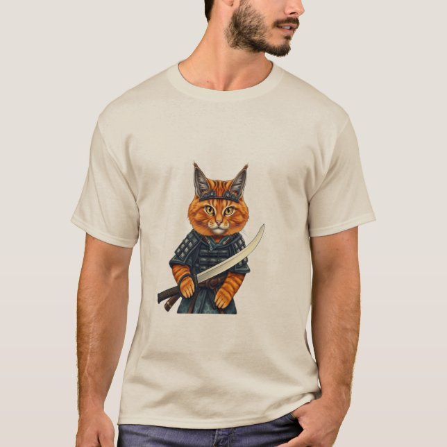 Ukiyo-e Samurai Cat - The Great Wave of Cats Japan T-Shirt (Front)