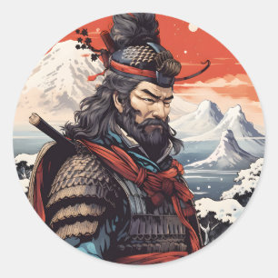 Ukiyo-e samurai Japan Classic Round Sticker