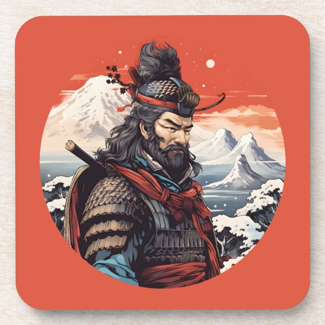 Ukiyo-e samurai Japan Coaster (Front)