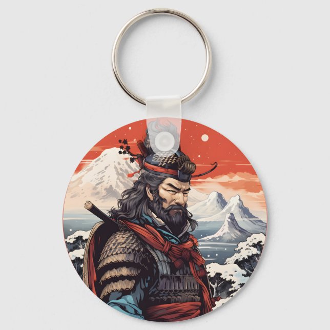 Ukiyo-e samurai Japan Key Ring (Front)