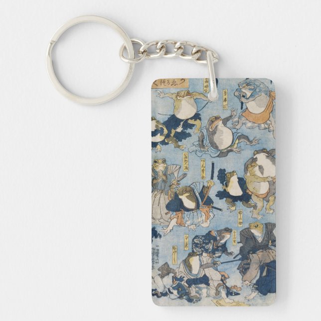 Ukiyo-e Warrior Frogs Antique Japanese Artwork Key Ring (Front)