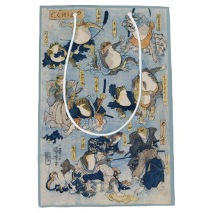 Ukiyo-e Warrior Frogs Antique Japanese Artwork Medium Gift Bag