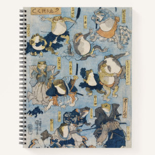 Ukiyo-e Warrior Frogs Antique Japanese Artwork Notebook