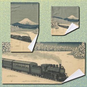 Ukiyo-e Winter Train Bath Towel Set