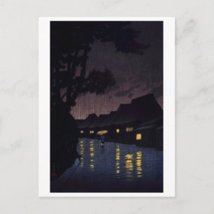 ukiyoe [hasui] A10 Rain at Maekawa in Soshu Postcard