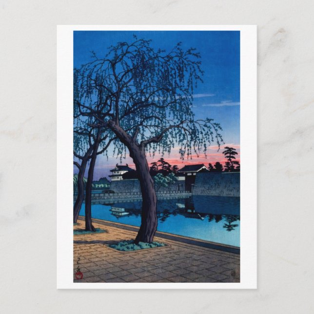 ukiyoe [hasui] A11 Spring Evening at Otemon Postcard (Front)