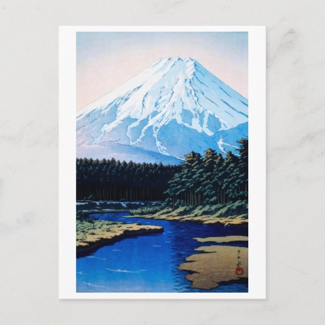 ukiyoe [hasui] A12 Mount Fuji from Oshino Postcard (Front)