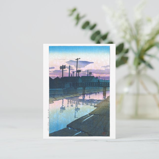 ukiyoe - hasui - C02 - Kiba at Dusk -  Postcard (Standing Front)