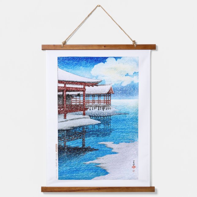 ukiyoe [hasui] C26 Snow on a Fine Day at Miyajima Hanging Tapestry (Front)