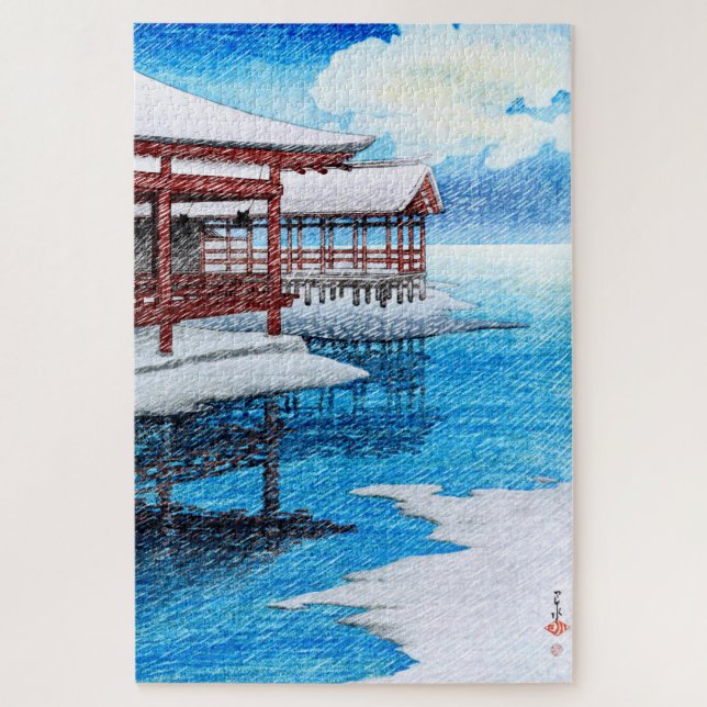 ukiyoe [hasui] C26 Snow on a Fine Day at Miyajima Jigsaw Puzzle (Vertical)