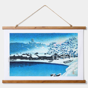 ukiyoe [hasui] C28 Dawn snow at the port of Ogi Hanging Tapestry