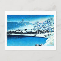 ukiyoe [hasui] C28 Dawn snow at the port of Ogi