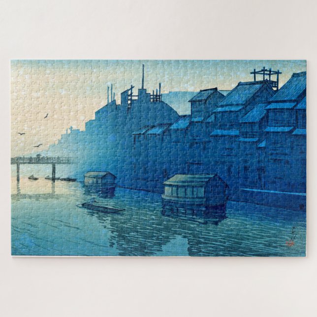 ukiyoe [hasui] C29 Morning at Dotonbori, Osaka Jigsaw Puzzle (Horizontal)