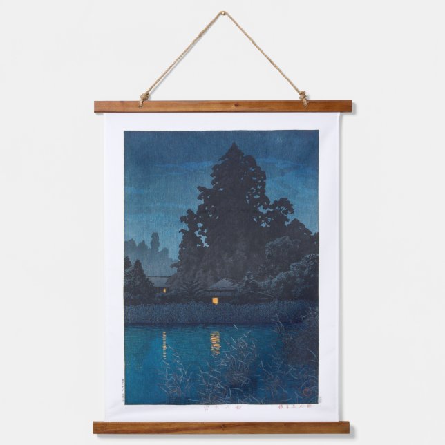 ukiyoe - hasui - m03 - Omiya in rain -  Hanging Tapestry (Front)