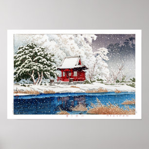 ukiyoe - hasui - m06 - Snow at Shrine Entrance - Poster