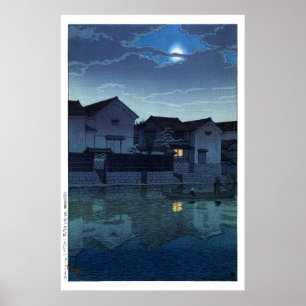 ukiyoe hasui n07 Matsue, Izumo (hazy moon) Poster
