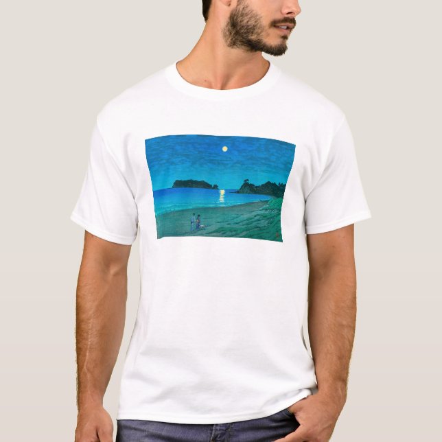 ukiyoe hasui No54 Full moon at Beach T-Shirt (Front)
