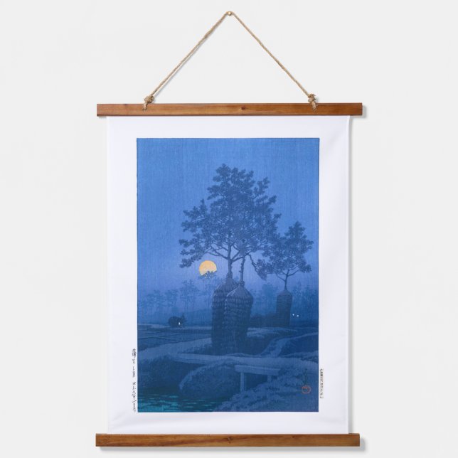 ukiyoe - hasui - No.20 Moonlit Night at Gamo - Hanging Tapestry (Front)