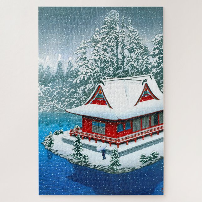 ukiyoe - hasui - No.26 Snow at Inokashira Park - Jigsaw Puzzle (Vertical)