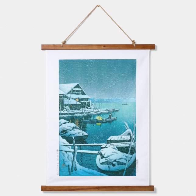 ukiyoe - hasui - No.27 Snow at Mukōjima - Hanging Tapestry (Front)