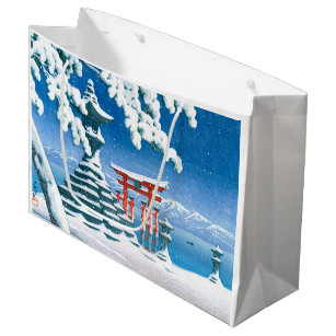 ukiyoe - hasui - No.4 Snow at Itsukushima - Large Gift Bag