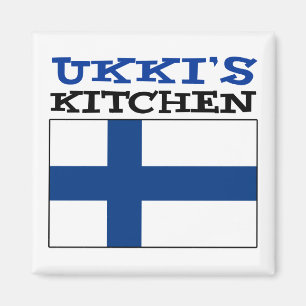 Ukki's Kitchen With Flag Of Finland Magnet