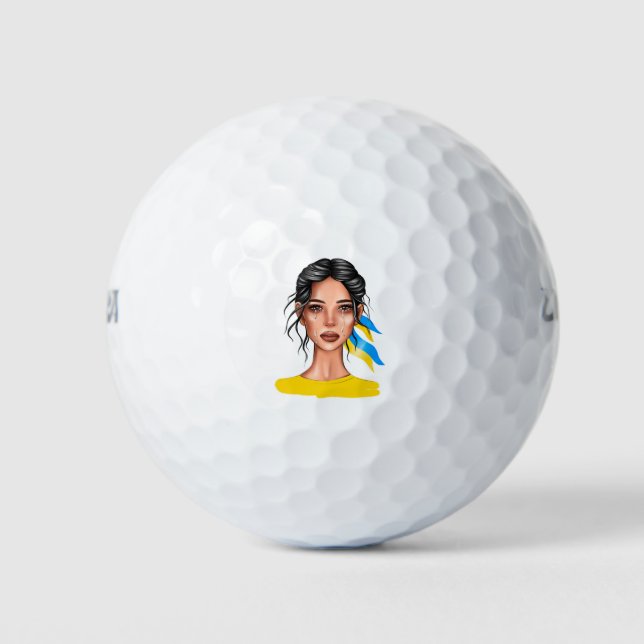 Ukrain Stop War Black Hair Golf Balls (Front)