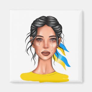 Ukrain Stop War Black Hair Magnet