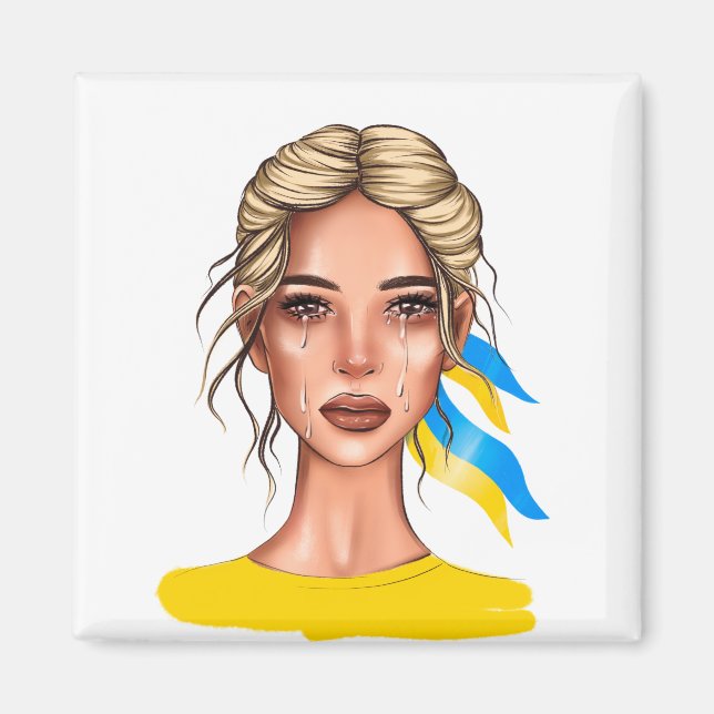 Ukrain Stop War Blonde Magnet (Front)
