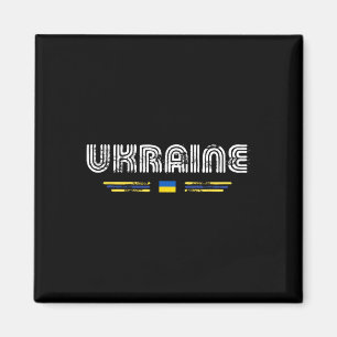 Ukraine 70s 80s Retro Type Flag Graphic Magnet