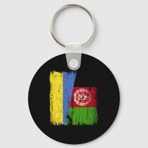 Ukraine Afghanistan Half Flag Ukrainian Afghan Her Key Ring